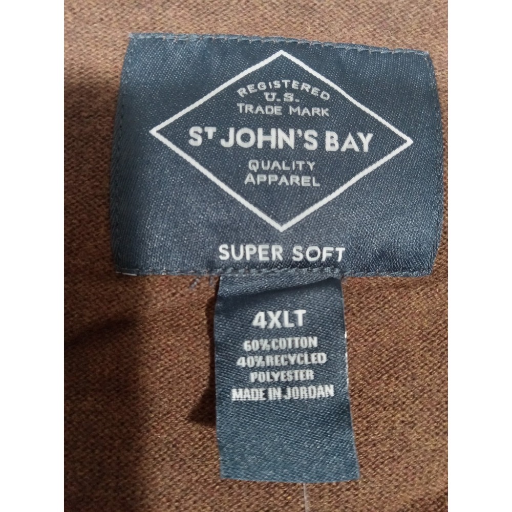 St John's Bay  Supersoft  Cardigan Sweater Mens V-neck Brown 4XLT - Picture 2 of 5